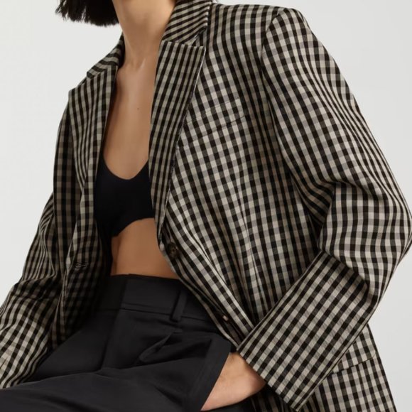 Everlane, The '80s Blazer, Khaki / Black, 4/6 - Picture 6 of 6